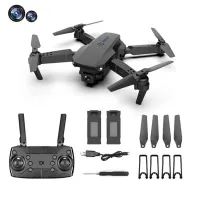 E88 Pro Folding RC Drone with Dual Cameras Aerial Photography 4K HD Aircraft, Dual Batteries - Black