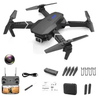 XKJ E88pro Single Camera Folding Drone 4-Axis 360-Degree Rollover RC Quadcopter with 1 Battery - Black