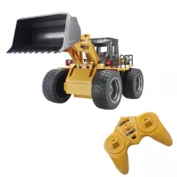 RC Wheeled Front Loader Remote Control Bulldozer Truck 6 Channel 2.4G Alloy Vehicle Tractor Toy with Lights