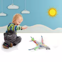 Bump And Go Electric Air Bou A380 Kids Action Airplane - Kidsthrill Big Model Plane With Attractive Lights And Sounds - Changes Direction On Contact - Best For Kids Age 3 And Up. (Colors May Vary)