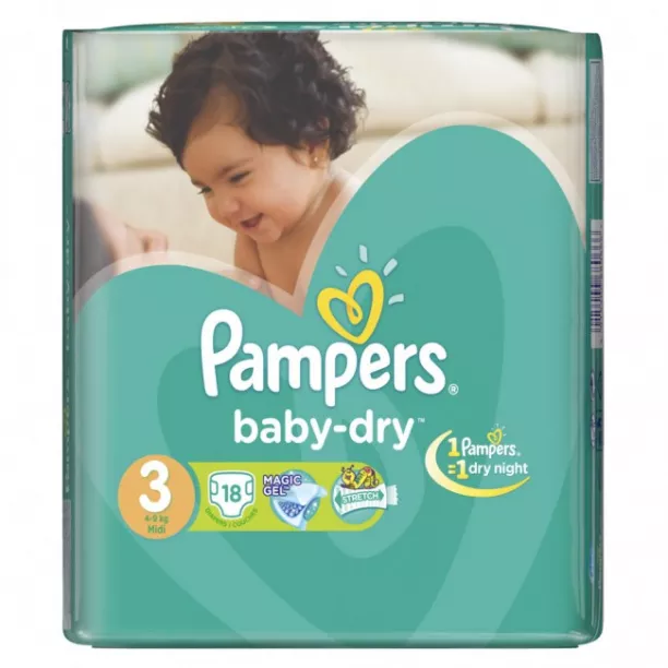 Pampers Baby-dry Value Pack [size 3/medium/4-9 Kgs, 18 Diapers) Online..