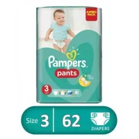 Shop Pampers Pants Size 3 Jumbo Pack of 62 Diapers (With Free Pampers 64 Wipes) In Pakistan