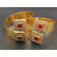 High Quality Gold Plated Bangles Studded Ruby Stones Online In Pakistan