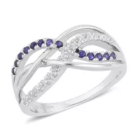 Original Rhodium Plated Blue and White Sapphire Bypass Ring Available Online in Pakistan