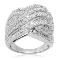 Buy Imported Diamond Baguette Round Multirow Band Ring Online in Pakistan