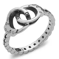 Buy Imported Handcuff Ring with Chain Band in Pakistan by Silver Phantom Jewelry
