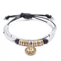 Buy Imported Silver Plated Leather Bracelet Online in Pakistan