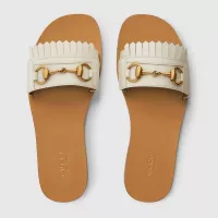 Fringe leather Horsebit slides Shoes